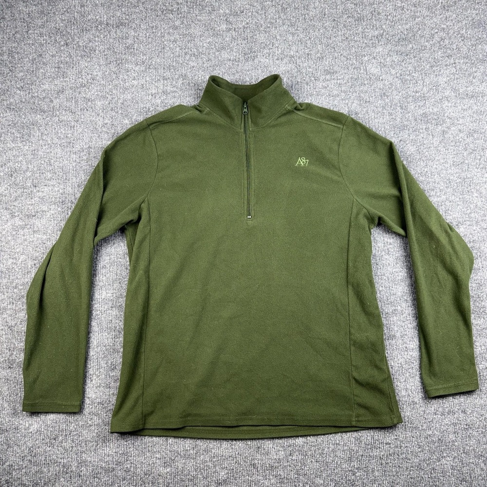 Aeropostale Pajama Top Mens Large Green Fleece 1/4 Zip Sleepwear Pullover